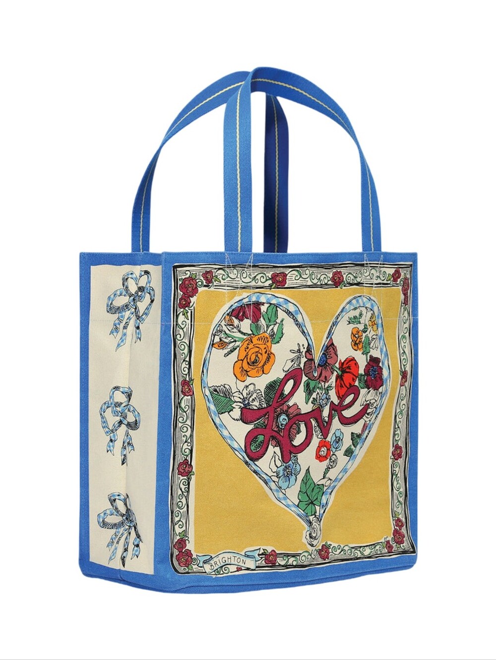 Brighton Tied With Love Canvas ToteFloral Heart Blue Bird